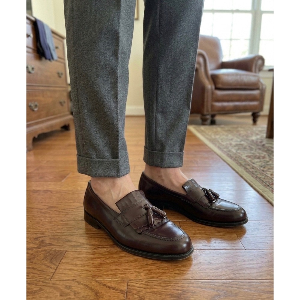 Bostonian Classics First Flex Burgundy Leather Tassel Kiltie Loafers 12W